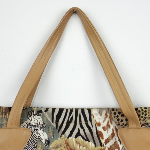 Vintage 15" Wild Animal Canvas Tote Bag - Picture 5 of 10